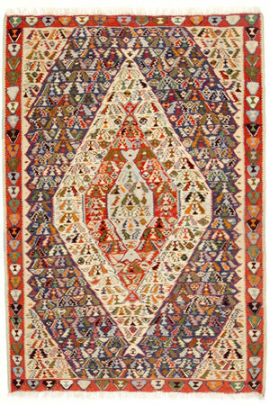 Kelim-matta - gammal - 153 x 119 cm - blå