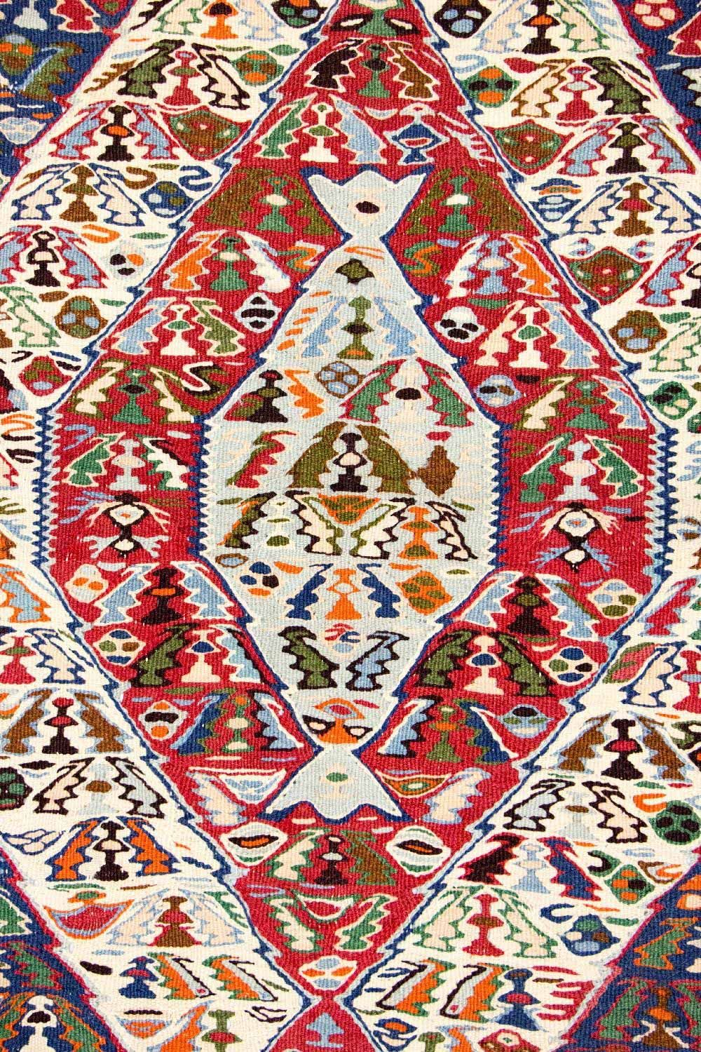 Kelim-matta - gammal - 153 x 119 cm - blå