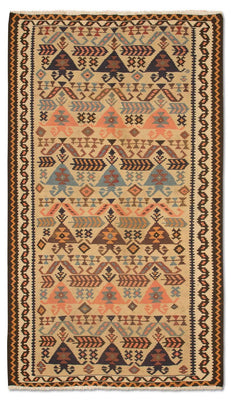 Runner Kelim-matta - gammal - 195 x 108 cm - beige