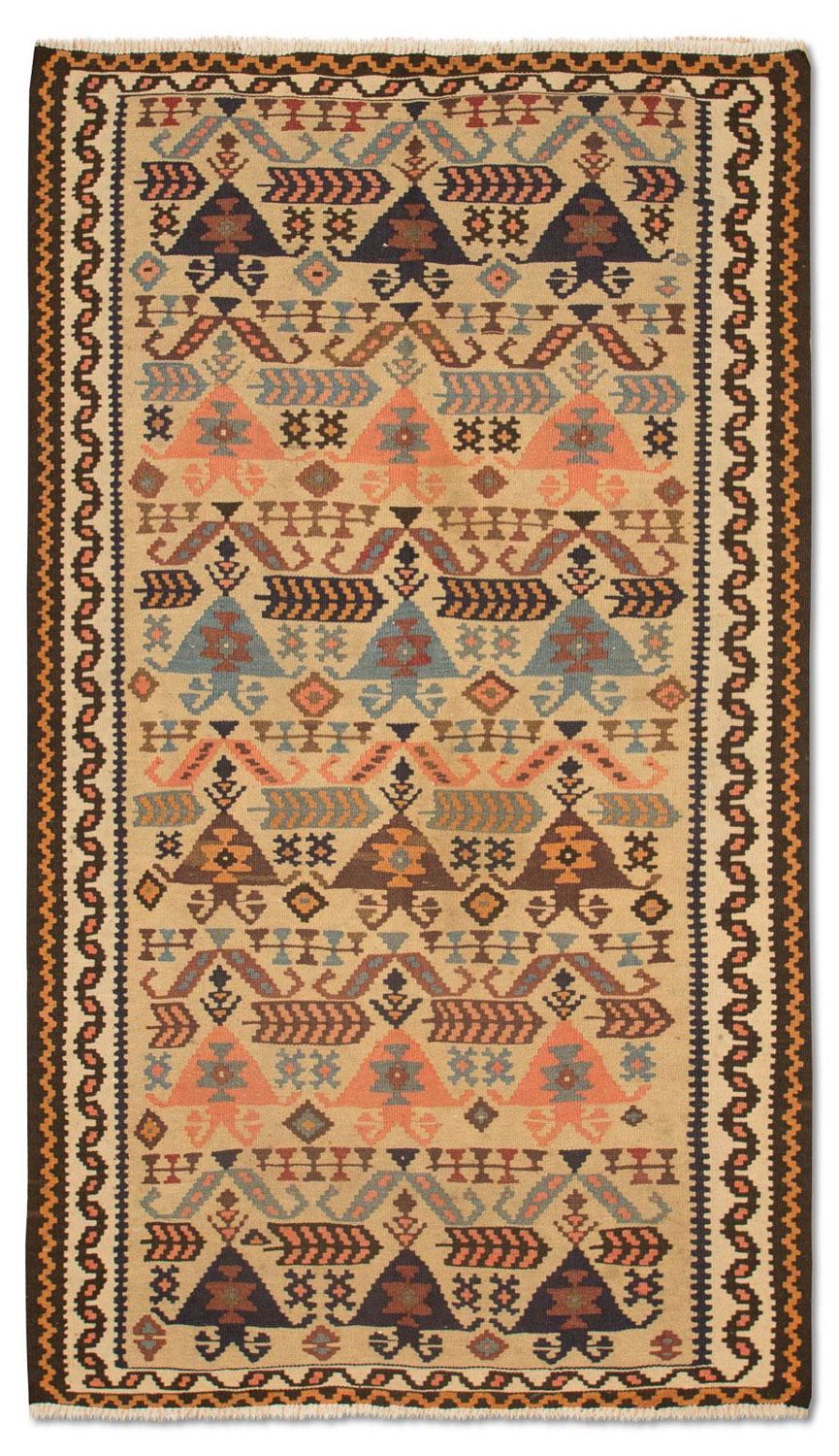 Runner Kelim-matta - gammal - 195 x 108 cm - beige