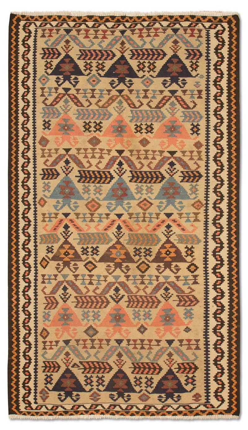 Runner Kelim-matta - gammal - 195 x 108 cm - beige