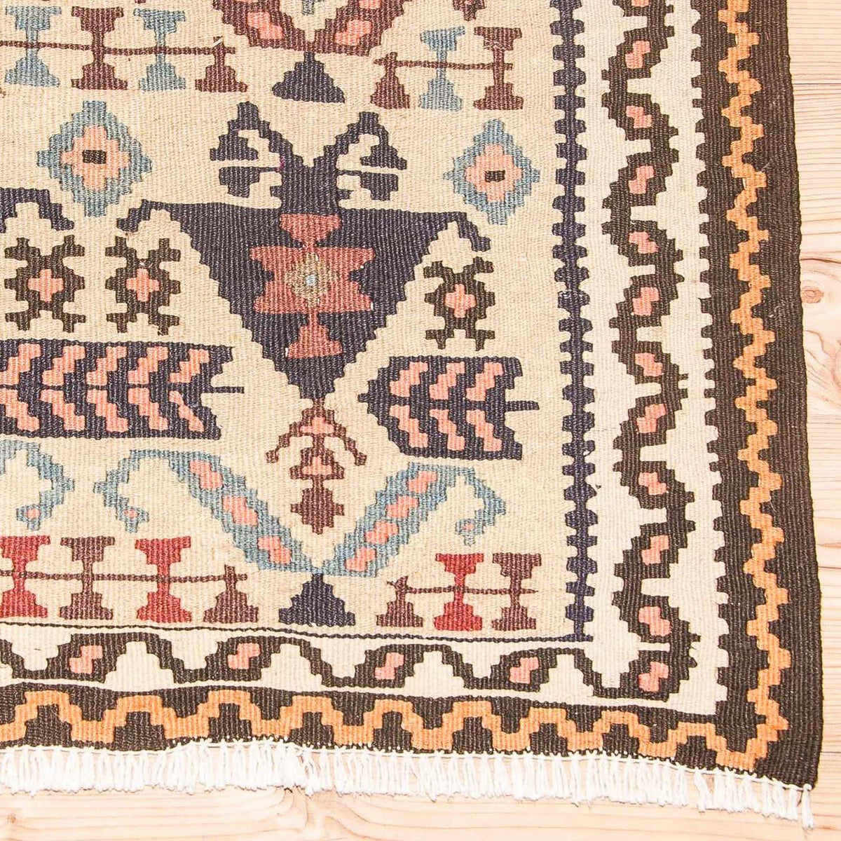 Runner Kelim-matta - gammal - 195 x 108 cm - beige