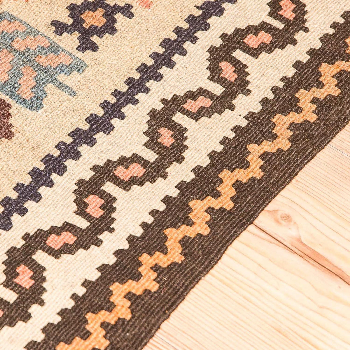 Runner Kelim-matta - gammal - 195 x 108 cm - beige