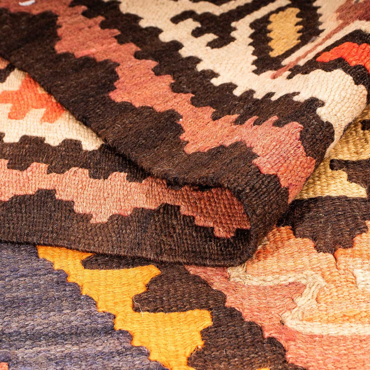 Runner Kelim-matta - gammal - 275 x 140 cm - flerfärgad