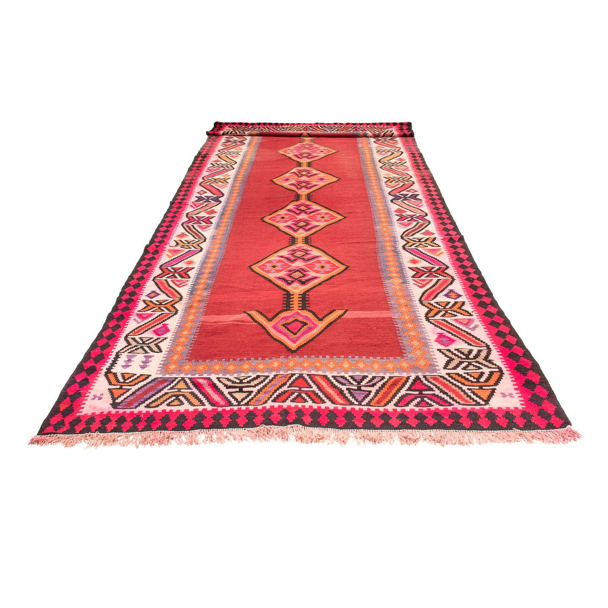 Runner Kelim-matta - gammal - 490 x 190 cm - röd