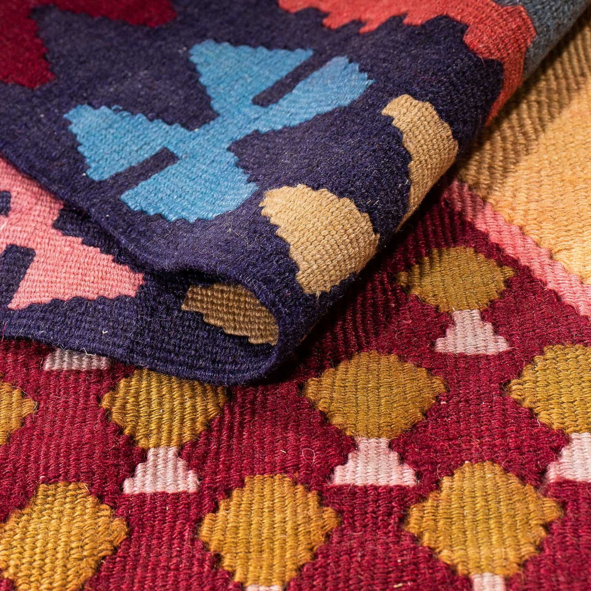 Runner Kelim-matta - gammal - 280 x 140 cm - flerfärgad