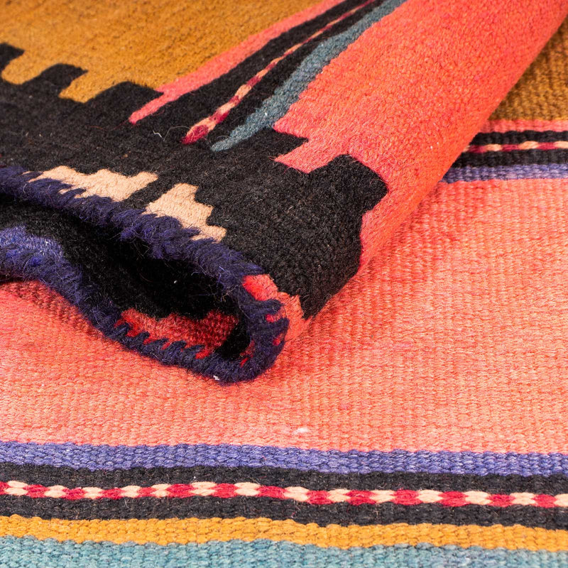 Runner Kelim-matta - gammal - 370 x 137 cm - flerfärgad