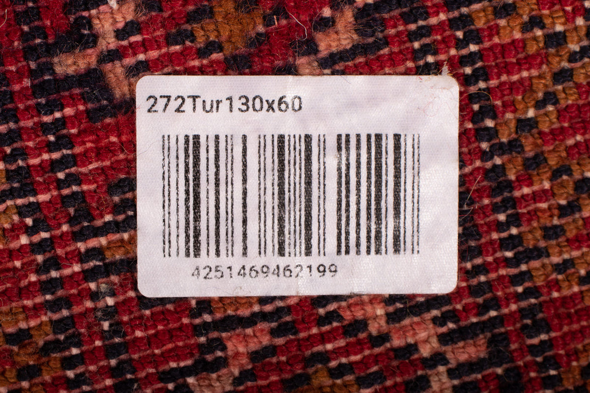 Turkaman-matta - 130 x 60 cm - mörkröd