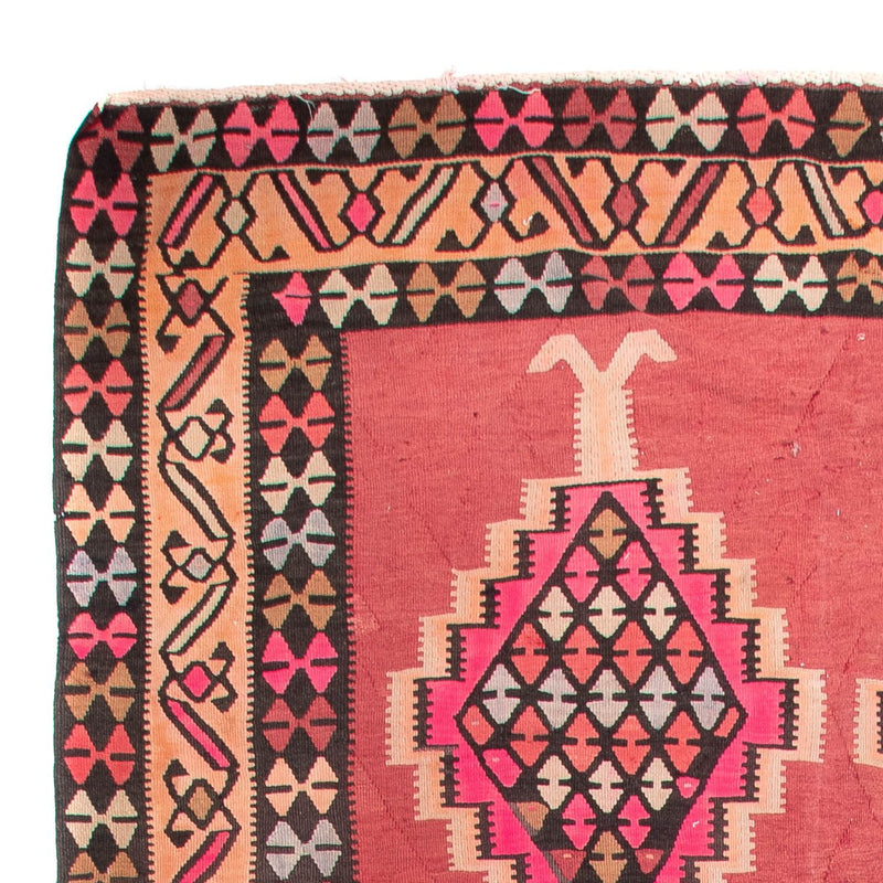 Runner Kelim-matta - gammal - 380 x 185 cm - röd