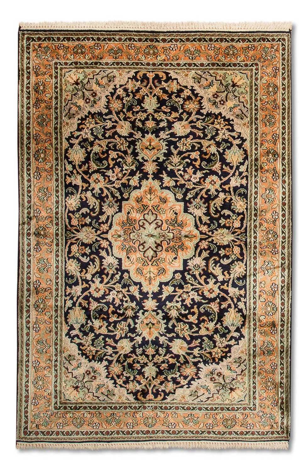 Sidenmatta - Kashmir Silk - 156 x 95 cm - mörkblå
