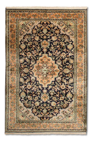 Sidenmatta - Kashmir Silk - 156 x 95 cm - mörkblå