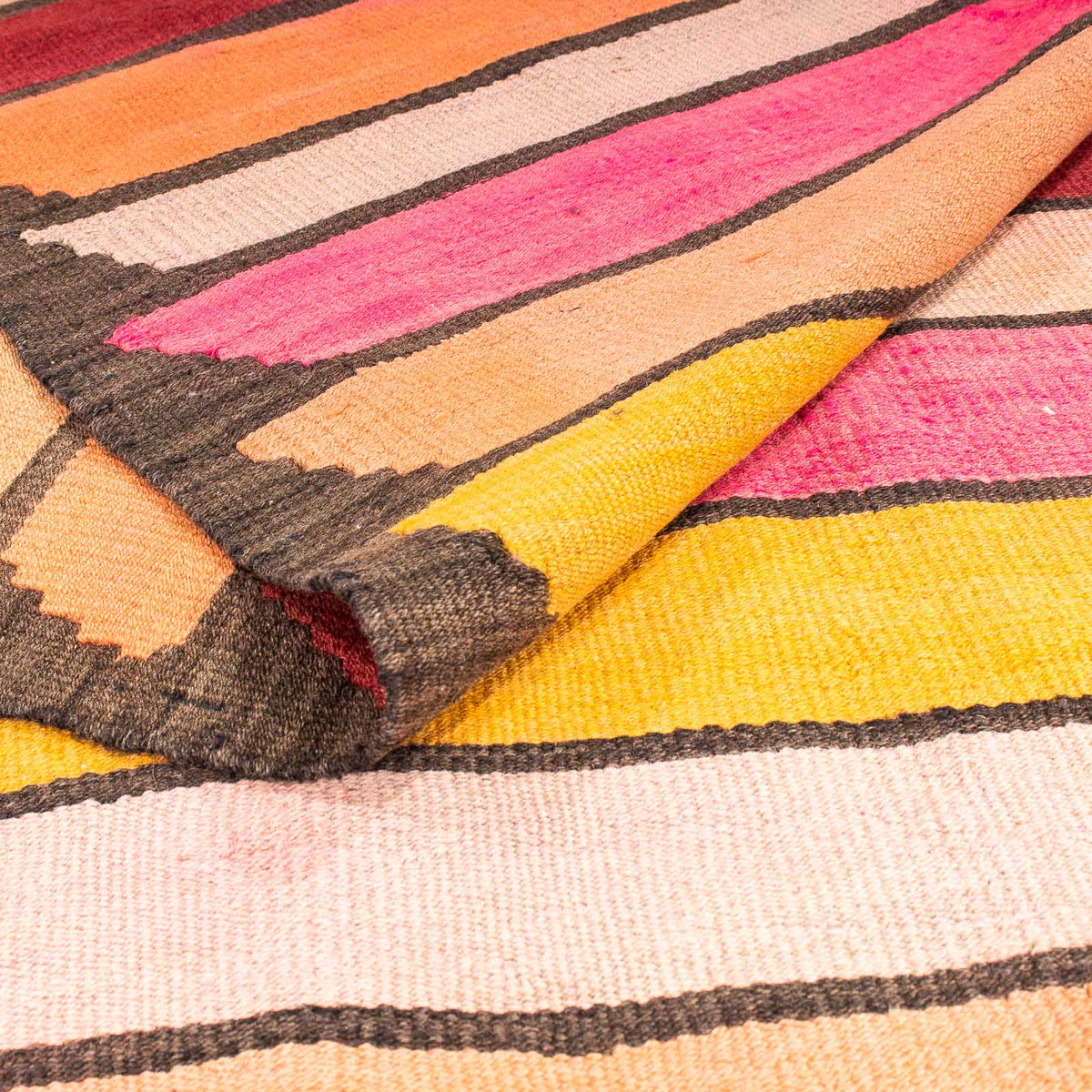 Runner Kelim-matta - gammal - 370 x 160 cm - flerfärgad