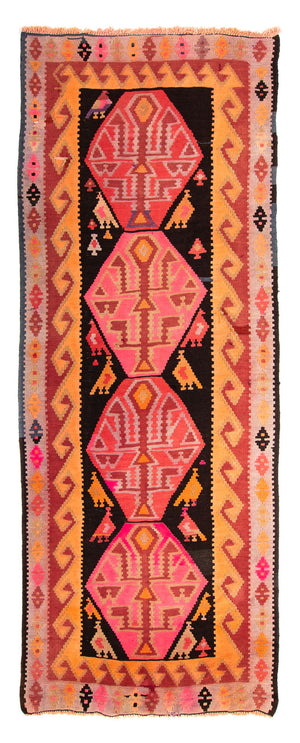 Runner Kelim-matta - gammal - 265 x 110 cm - flerfärgad
