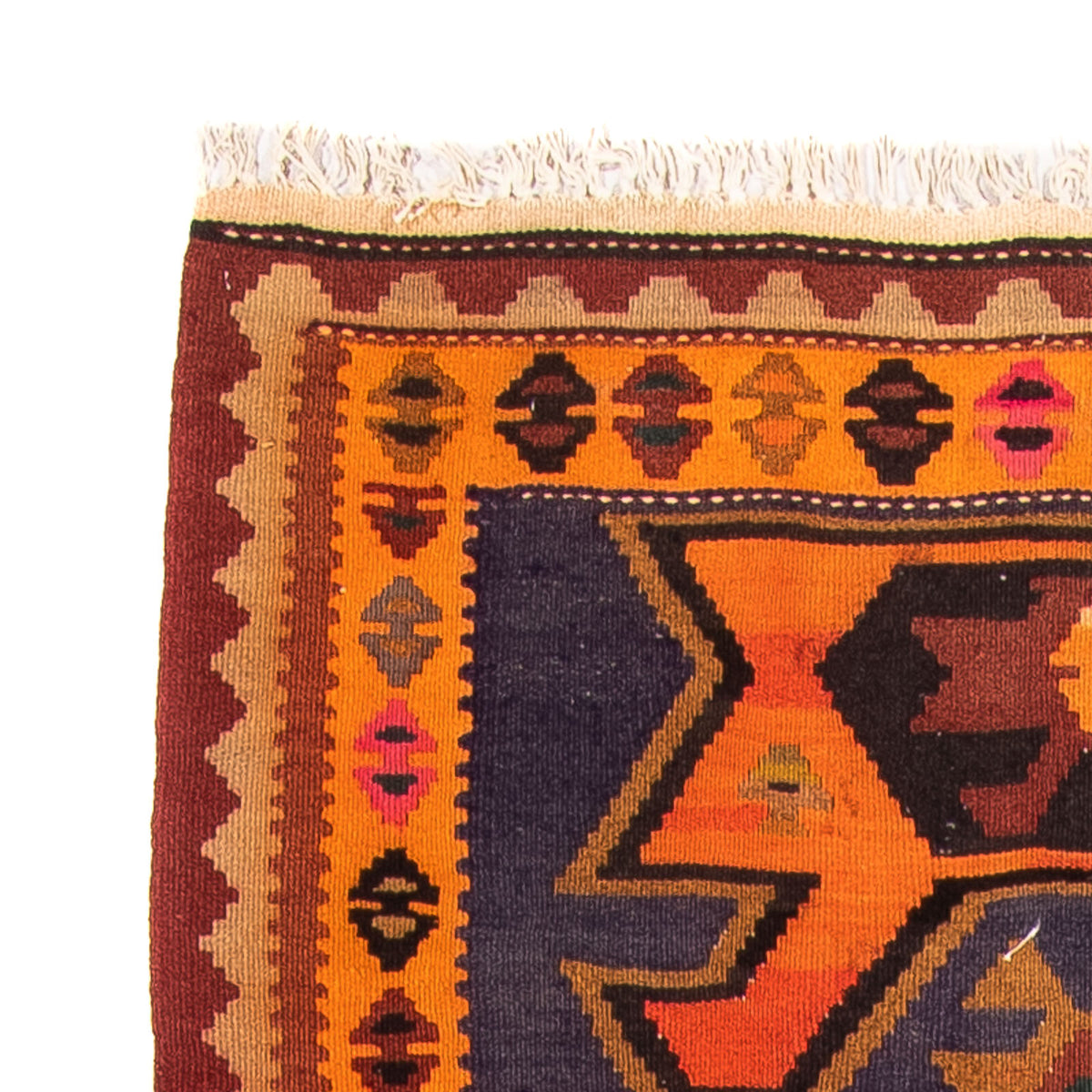 Runner Kelim-matta - gammal - 220 x 110 cm - flerfärgad