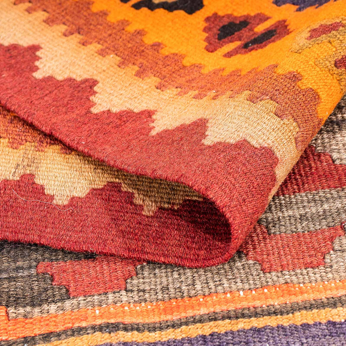 Runner Kelim-matta - gammal - 220 x 110 cm - flerfärgad