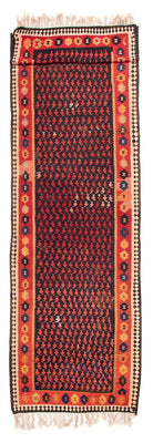 Runner Kelim-matta - gammal - 450 x 120 cm - mörkblå