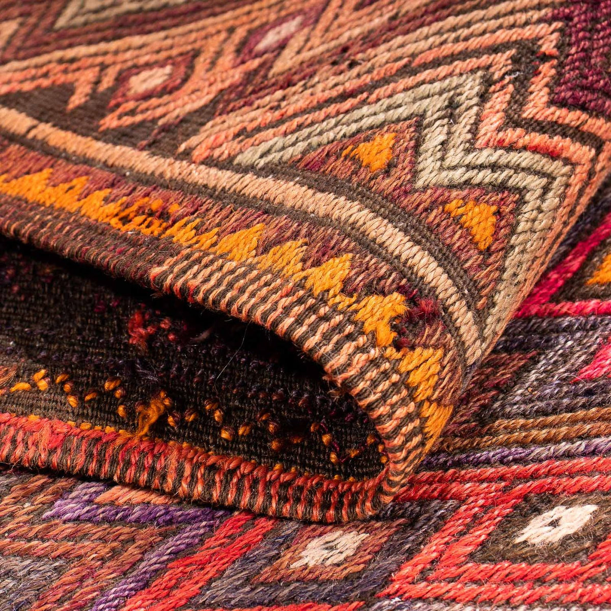 Runner Kelim-matta - gammal - 400 x 75 cm - flerfärgad