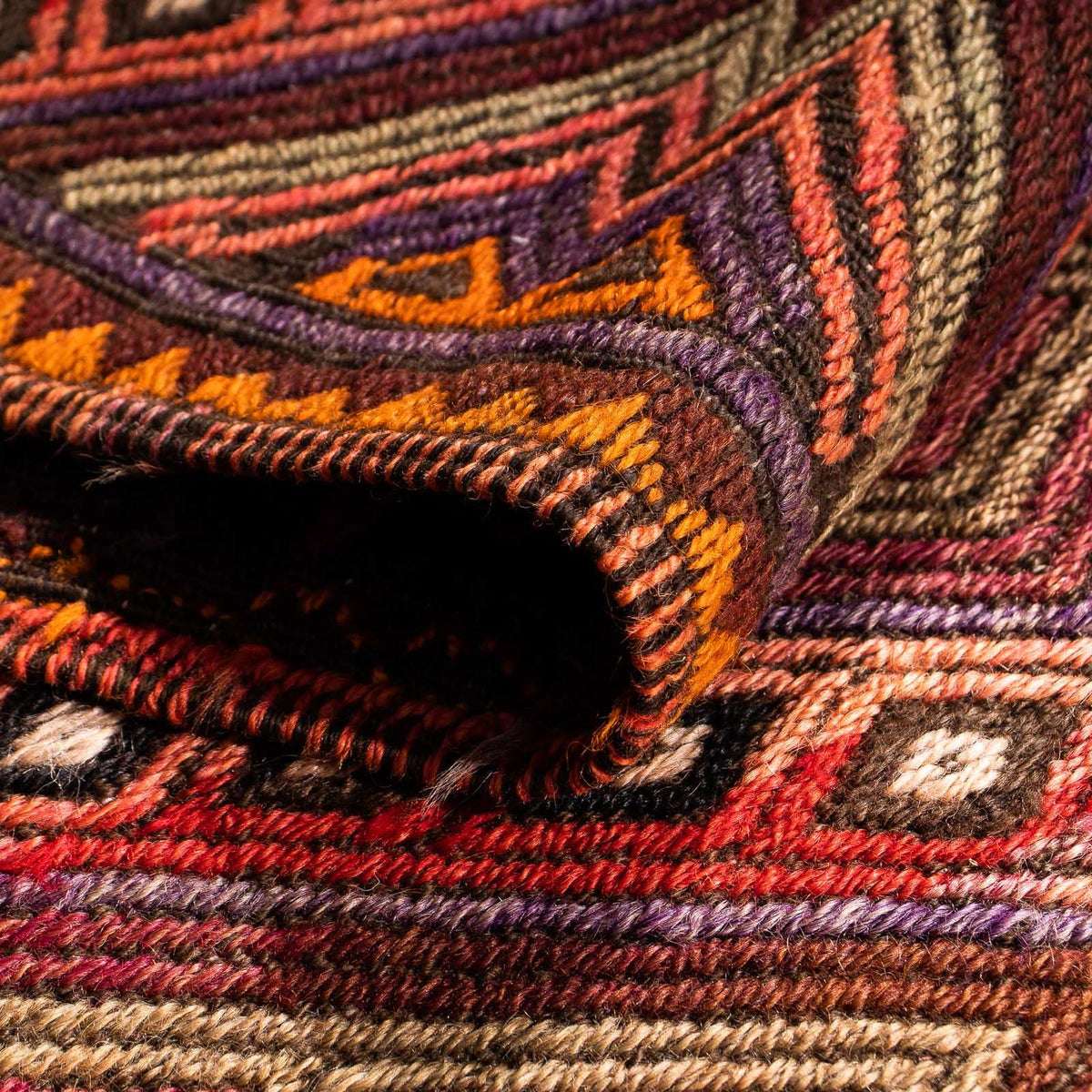 Runner Kelim-matta - gammal - 380 x 70 cm - flerfärgad