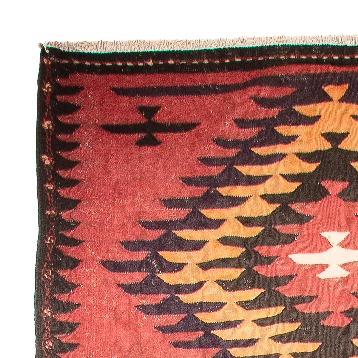 Runner Kelim-matta - gammal - 435 x 150 cm - ljusröd