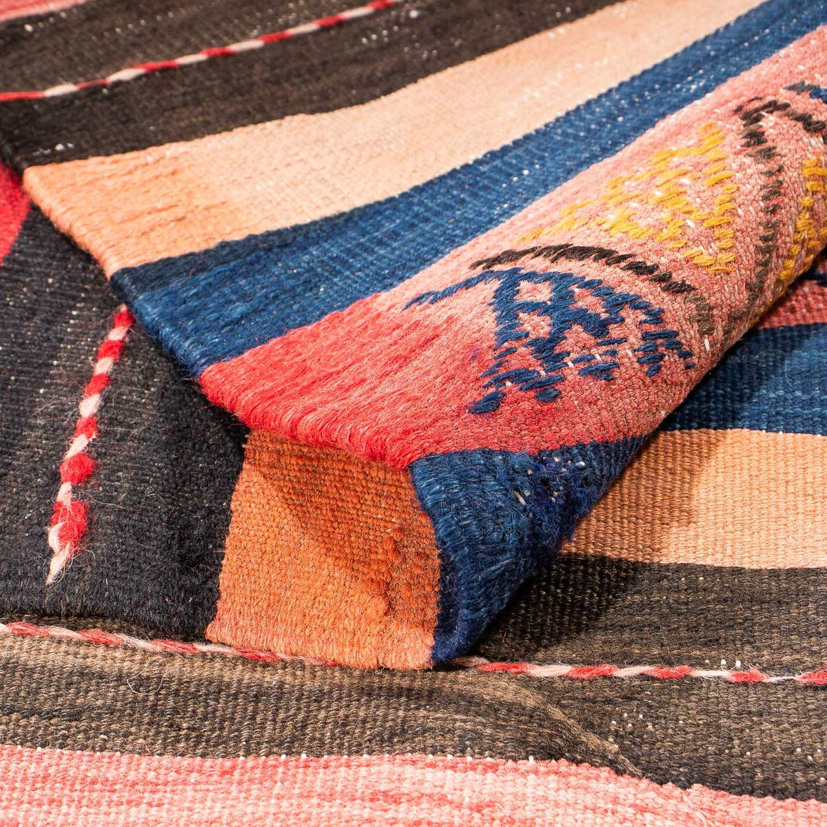 Kelim-matta - gammal - 220 x 155 cm - flerfärgad