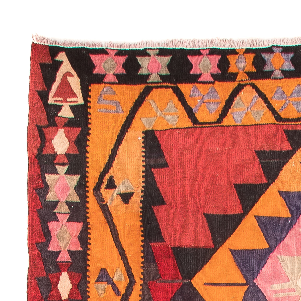 Runner Kelim-matta - gammal - 390 x 150 cm - röd