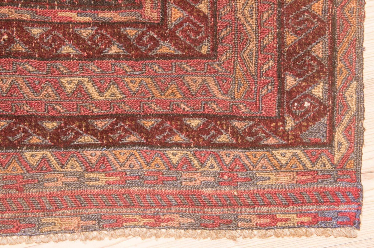 Kelim Carpet - orientalisk matta kvadrat  - 123 x 114 cm - röd