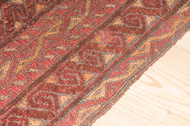 Kelim Carpet - orientalisk matta kvadrat  - 123 x 114 cm - röd