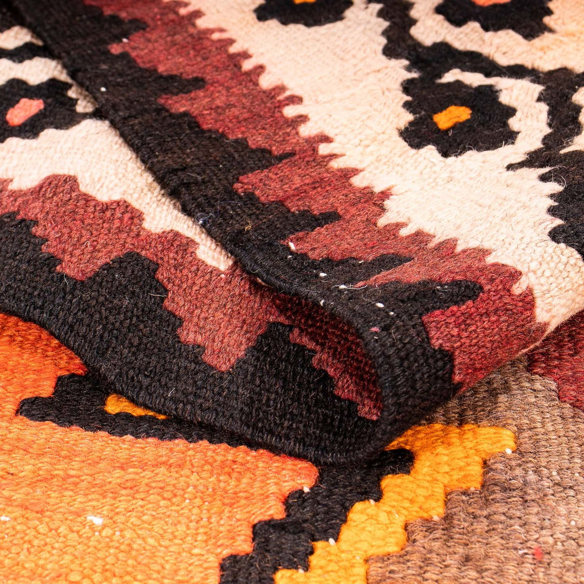 Runner Kelim-matta - gammal - 265 x 145 cm - flerfärgad