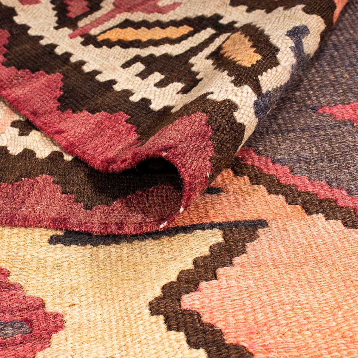 Runner Kelim-matta - gammal - 265 x 140 cm - flerfärgad