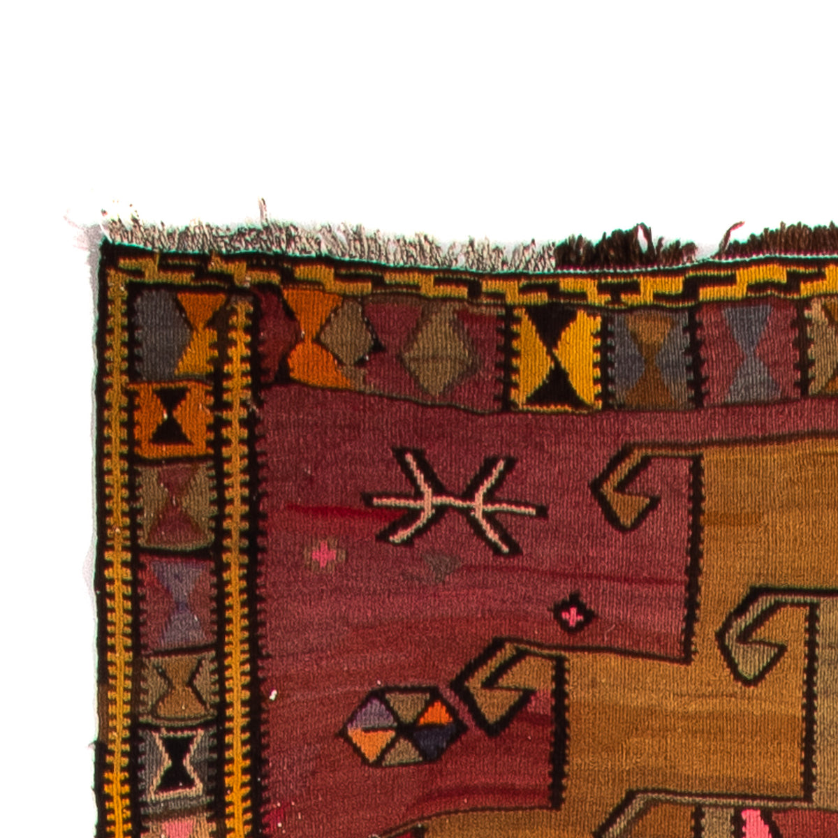 Runner Kelim-matta - gammal - 375 x 130 cm - flerfärgad