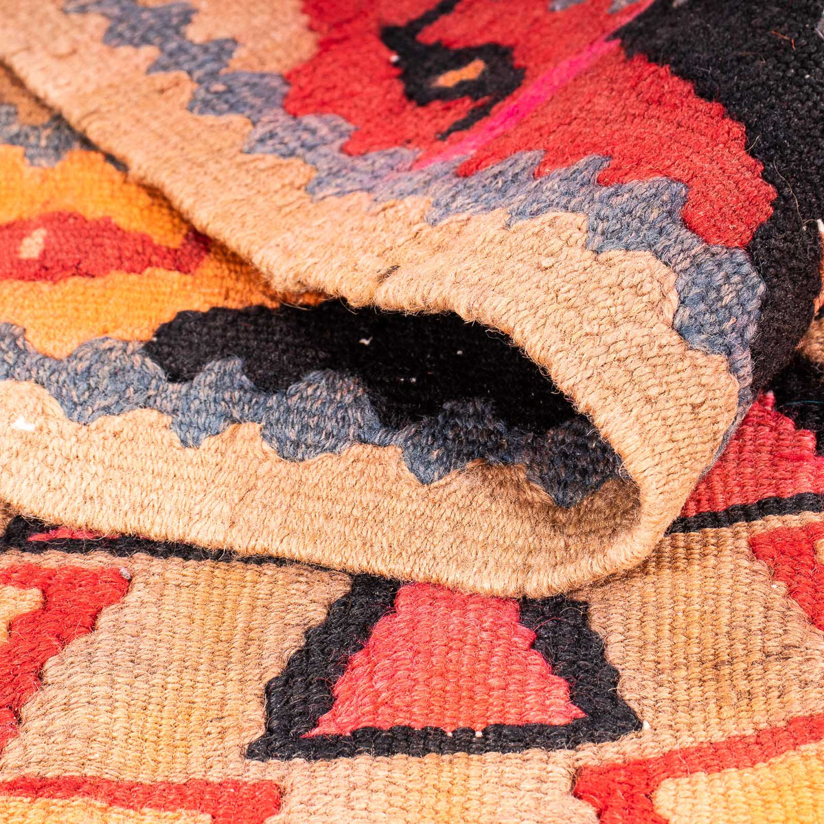 Runner Kelim-matta - gammal - 308 x 145 cm - flerfärgad