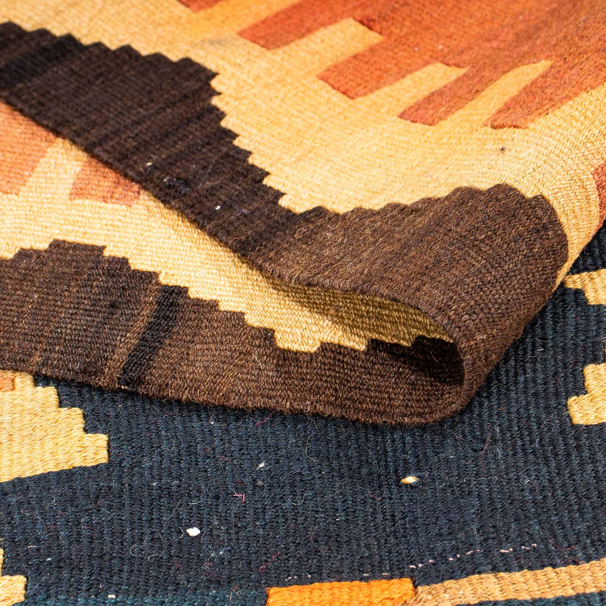 Runner Kelim-matta - gammal - 375 x 124 cm - flerfärgad