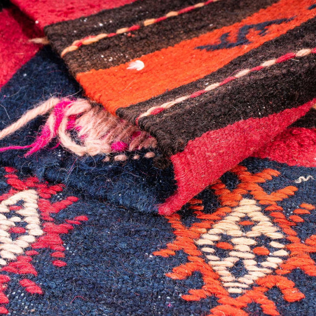 Kelim-matta - gammal - 200 x 155 cm - flerfärgad