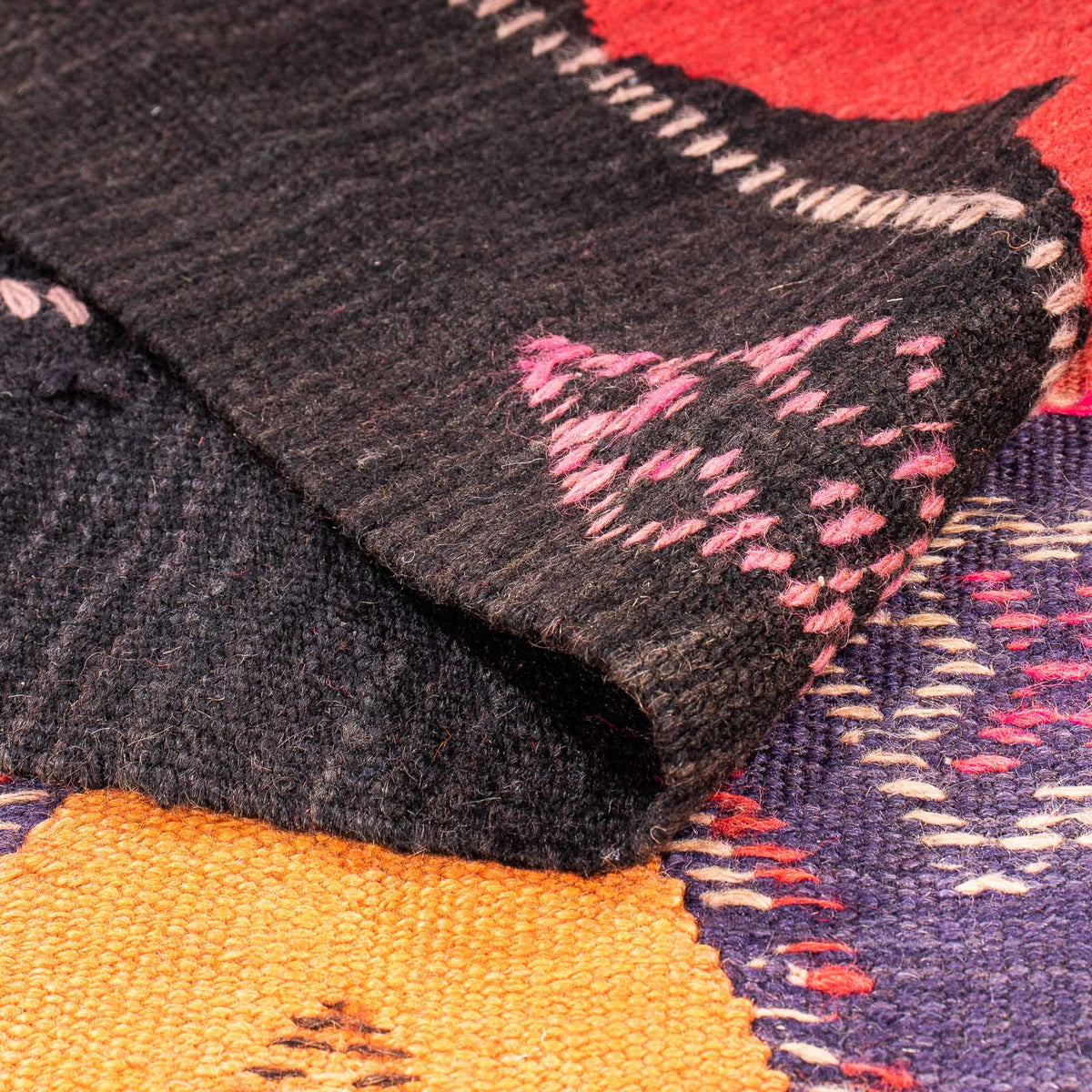 Runner Kelim-matta - gammal - 385 x 150 cm - flerfärgad