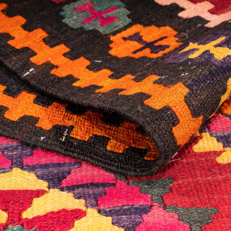 Runner Kelim-matta - gammal - 390 x 147 cm - flerfärgad