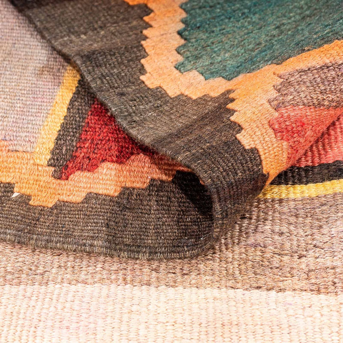Runner Kelim-matta - gammal - 250 x 120 cm - flerfärgad