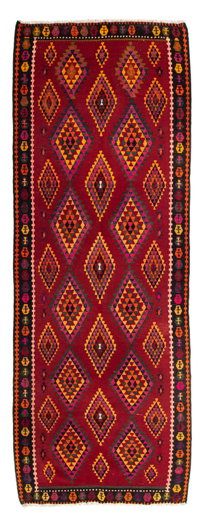 Runner Kelim-matta - gammal - 380 x 144 cm - flerfärgad