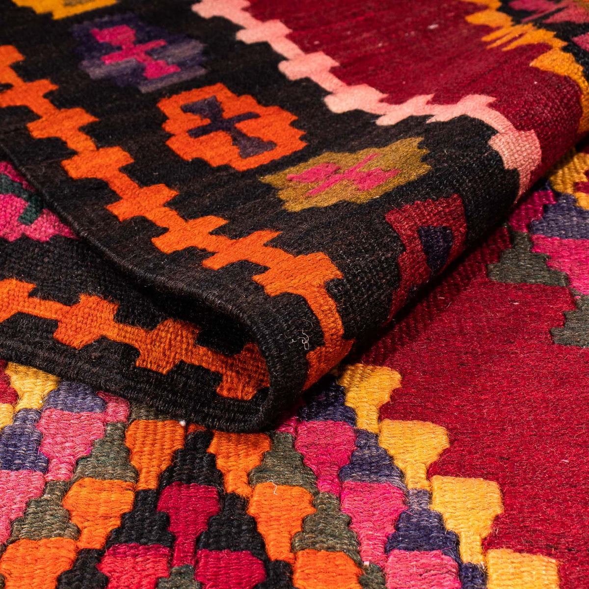 Runner Kelim-matta - gammal - 380 x 144 cm - flerfärgad