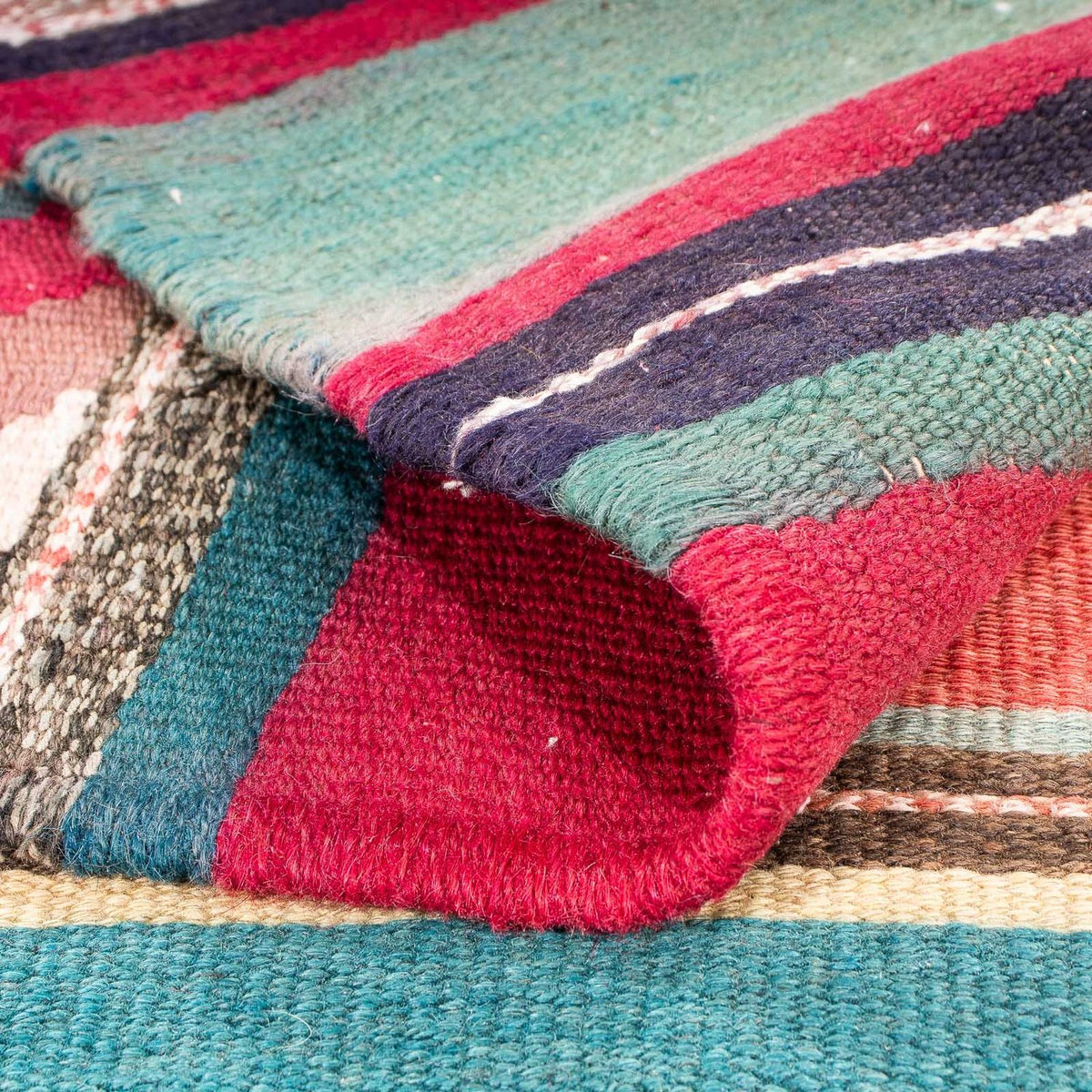 Kelim-matta - gammal - 204 x 184 cm - flerfärgad