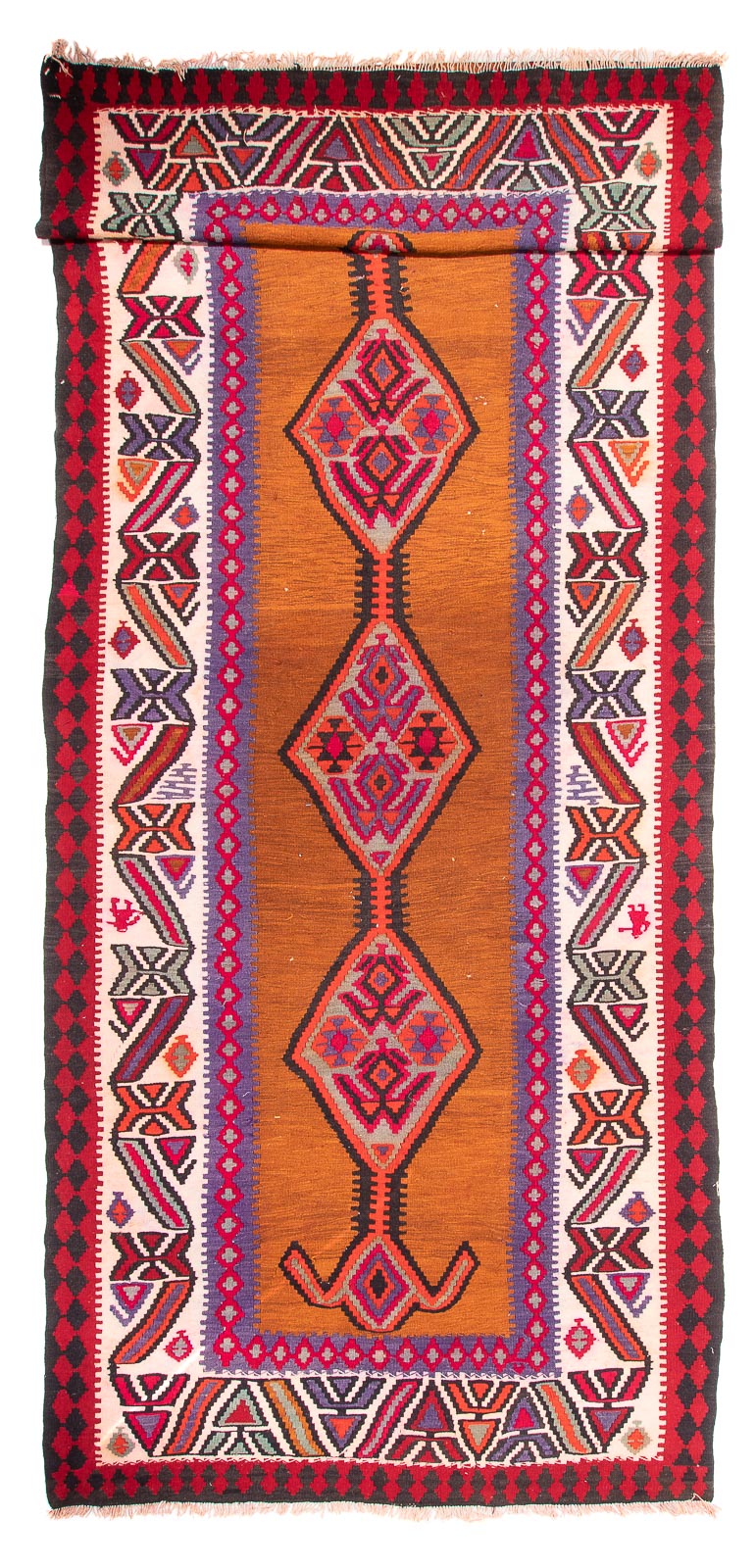 Runner Kelim-matta - gammal - 520 x 185 cm - brun