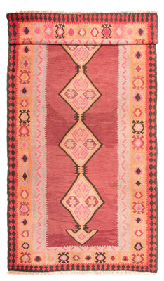 Runner Kelim-matta - gammal - 435 x 200 cm - ljusröd