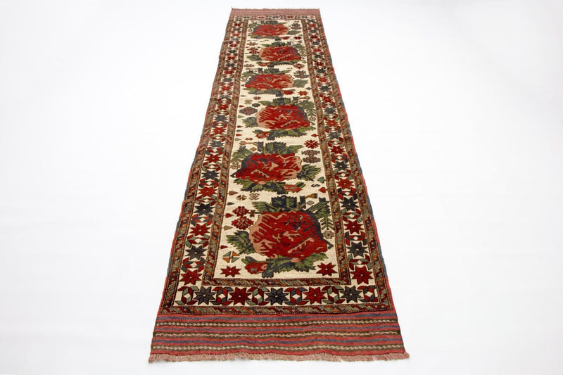 Runner Kelim Carpet - orientalisk matta - 370 x 82 cm - beige