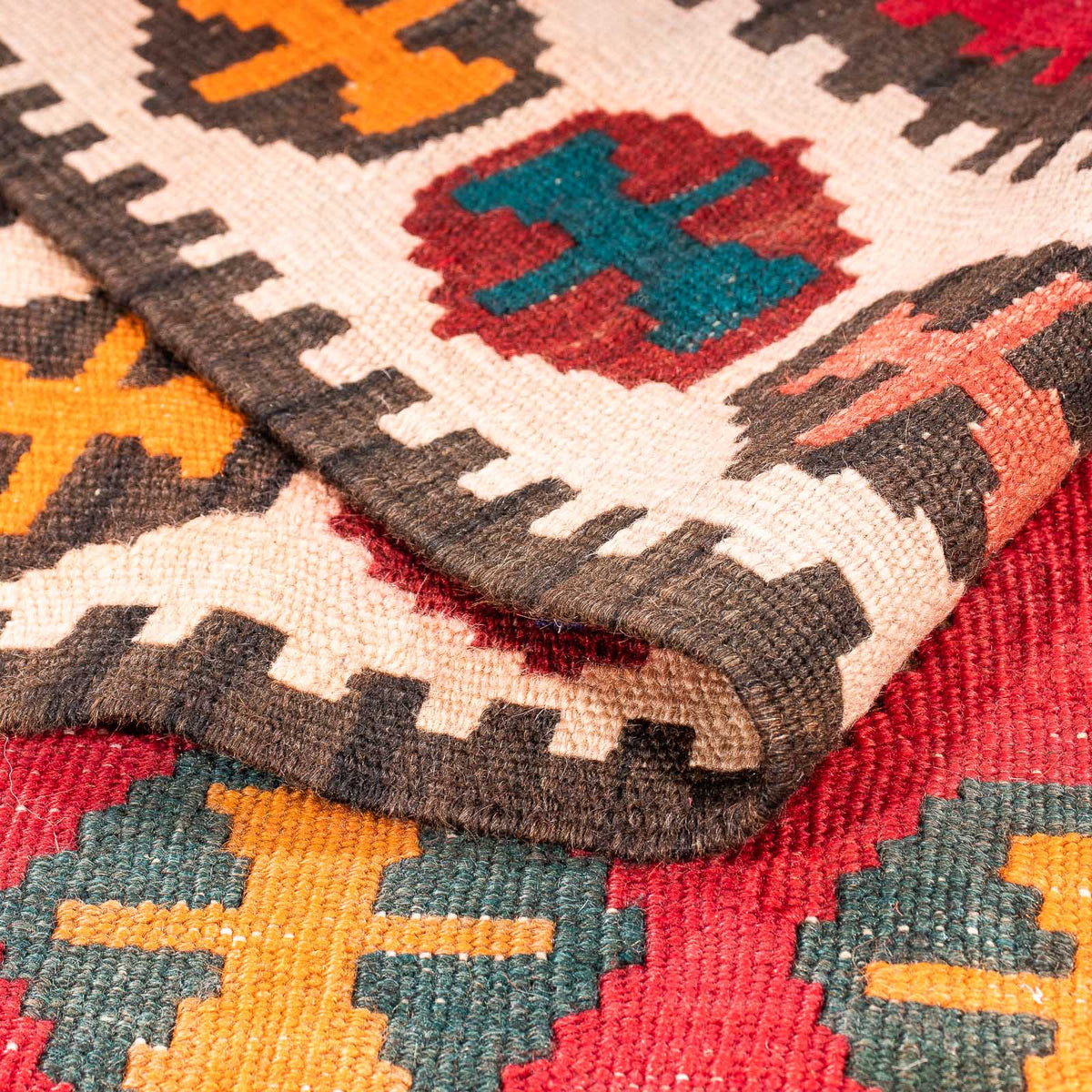 Runner Kelim-matta - gammal - 323 x 167 cm - flerfärgad