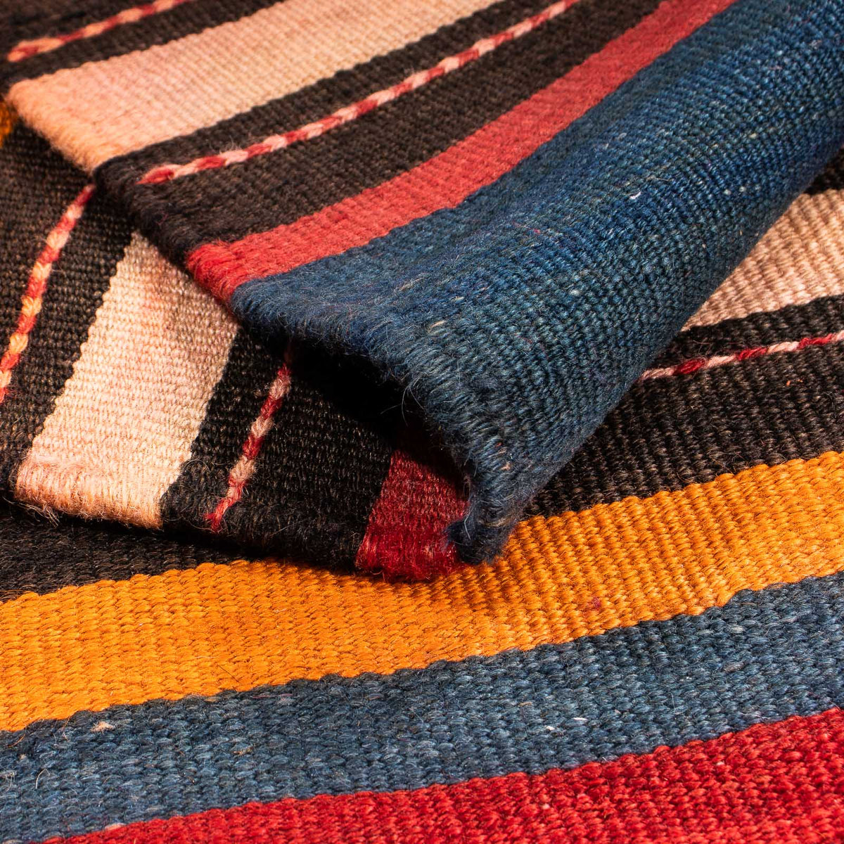 Kelim-matta - gammal - 200 x 165 cm - flerfärgad