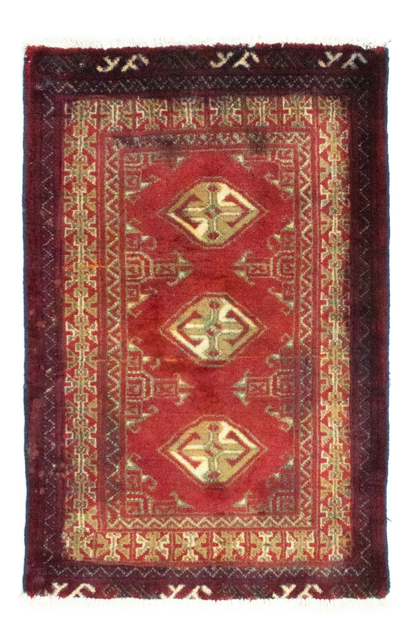 Turkaman-matta - 85 x 60 cm - röd
