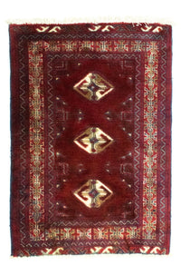 Turkaman-matta - 86 x 62 cm - röd