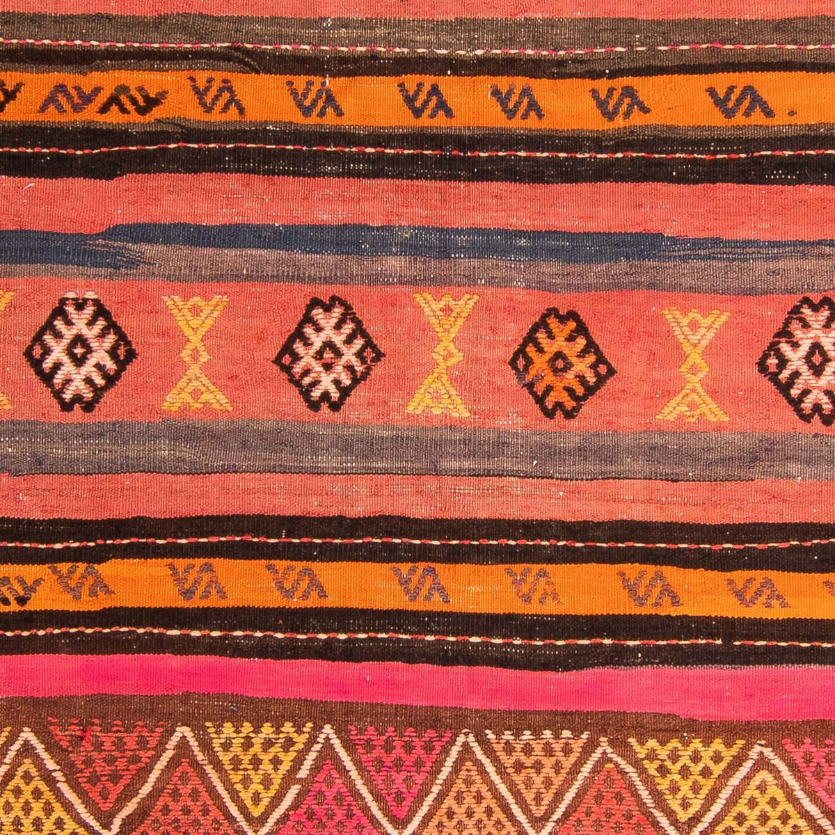 Kelim-matta - gammal - 150 x 135 cm - flerfärgad