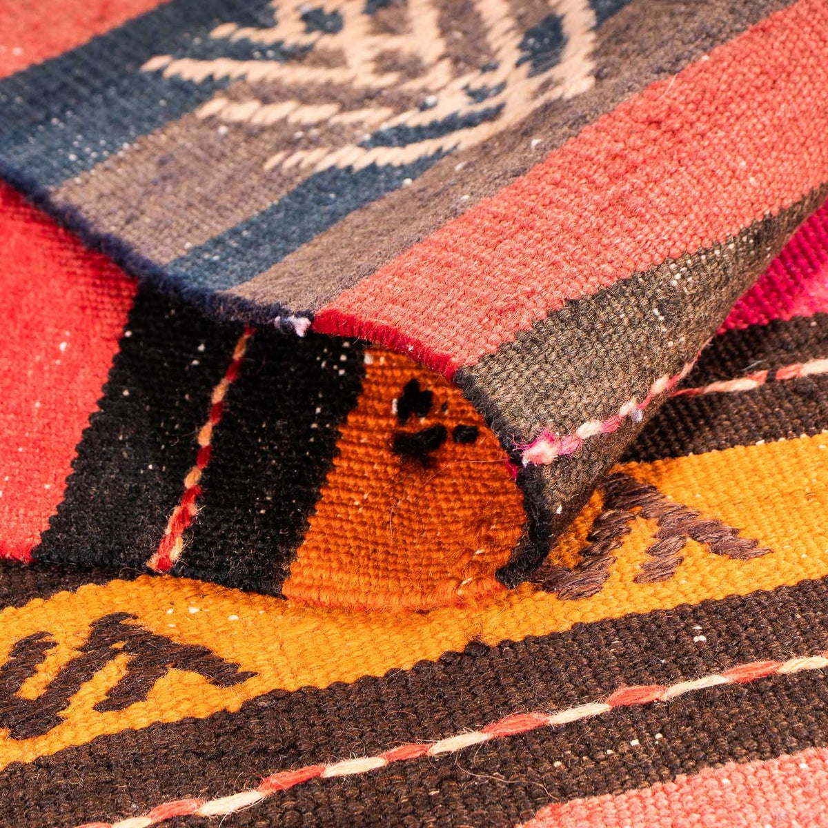 Kelim-matta - gammal - 150 x 135 cm - flerfärgad