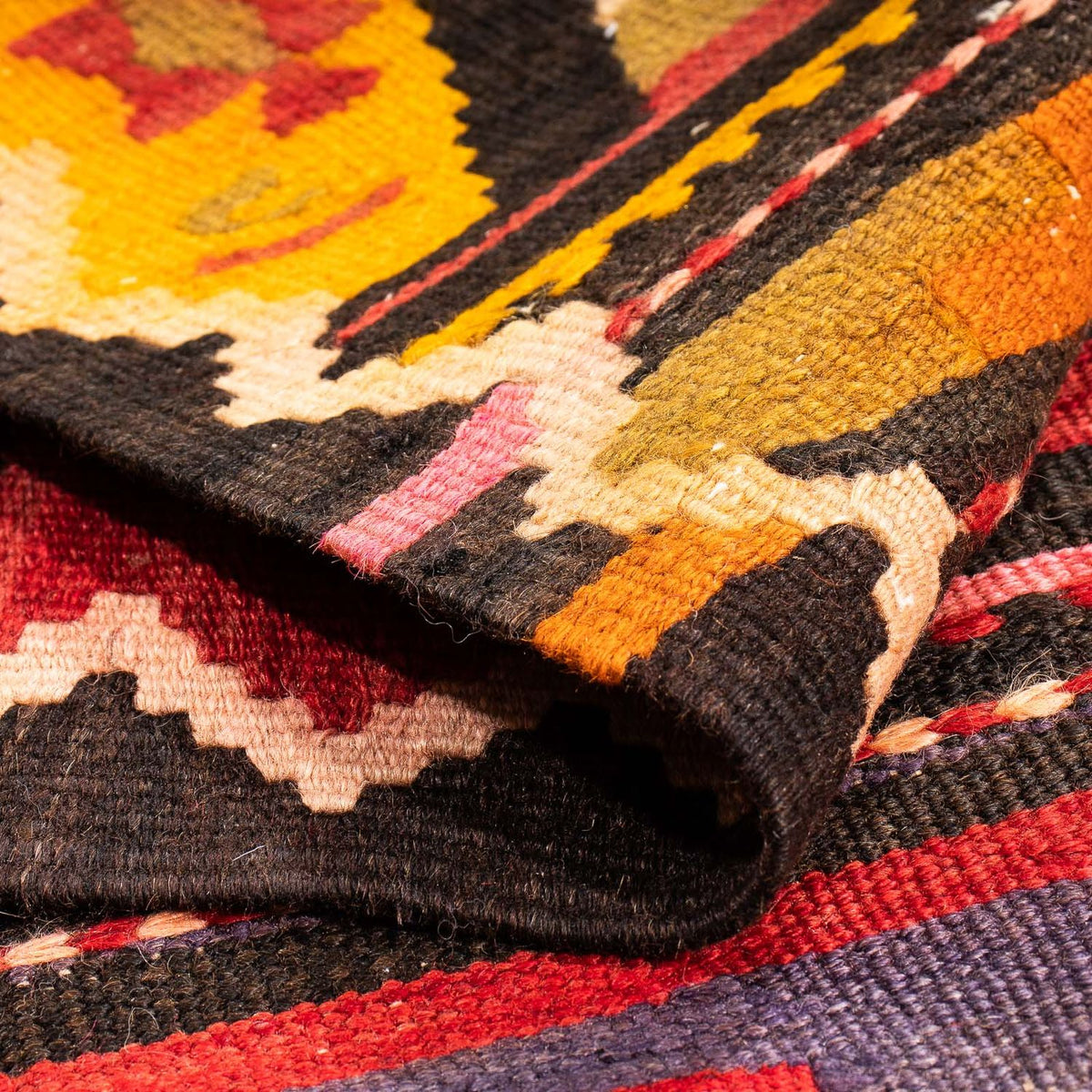 Kelim-matta - gammal - 220 x 135 cm - flerfärgad