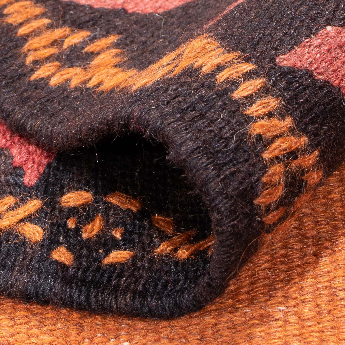 Runner Kelim-matta - gammal - 400 x 140 cm - ljusröd